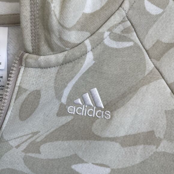 Adidas Girls Beige Camo Zip Up Hoodie Sweatshirt 3 Striped Size XL (16) - Picture 5 of 8